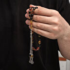 Sıkma Kehribar 925 Ayar Gümüş Tesbih