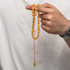 Sıkma Kehribar 925 Ayar Gümüş Tesbih