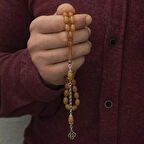 Arpa Sıkma Kehribar 925 Ayar Gümüş Tesbih