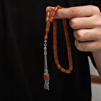 Sıkma Kehribar 925 Ayar Gümüş Tesbih