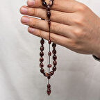 Sıkma Kehribar 925 Ayar Gümüş Tesbih