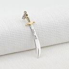 Hz Ali Yazılı Zulfikar Yeşil Beyaz Taşlı 925 Ayar Gümüş Erkek Kolye Ucu