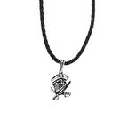 Kuru Kafa Tasarımlı Deri İpli 925 Ayar Gümüş Erkek Kolye