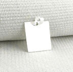 Kare Düz Parlak 925 Ayar Gümüş Erkek Kolye Ucu