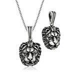 Aslan Kafası Motifli 925 Ayar Gümüş Erkek Kolye