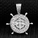 Cevşeni Kebir Dualı Yazılı Çapa Dümen Tasarımlı 925 Ayar Gümüş Erkek Kolye Ucu