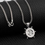 Cevşeni Kebir Dualı Yazılı Çapa Dümen Tasarımlı 925 Ayar Gümüş Erkek Kolye