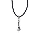 Anahtar Tasarımlı Deri İpli 925 Ayar Gümüş Erkek Kolye
