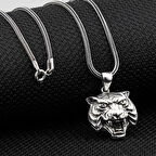 Kaplan Tasarımlı  925 Ayar Gümüş Erkek Kolye