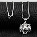 Kaplan Tasarımlı  925 Ayar Gümüş Erkek Kolye