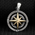 Pusula Tasarımlı  925 Ayar Gümüş Erkek Kolye Ucu