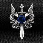 Ejderha Tasarımlı Zirkon Taşlı 925 Ayar Gümüş Erkek Kolye Ucu