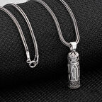 Silindir Tasarımlı Fatma Ananın Eli Kebir Dualı Cevşen 925 Ayar Gümüş Erkek Kolye