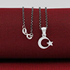 Çift Taraflı Ay Yıldız 925 Ayar Gümüş Erkek Kolye