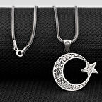 Ay Yıldız Dualı Cevşen 925 Ayar Gümüş Erkek Kolye
