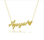 Kalp İsim Yazılan 14 Ayar Altın Kolye