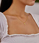 Çift Sevgili Harfler 14 Ayar Altın Kolye