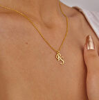 Çift Sevgili Harfler 14 Ayar Altın Kolye