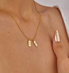 Çift Sevgili İsim Yazılı 14 Ayar Altın Kolye