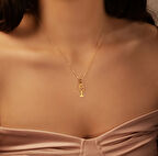 Şarap Bardağı 14 Ayar Altın Kolye