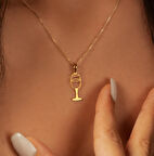 Şarap Bardağı 14 Ayar Altın Kolye