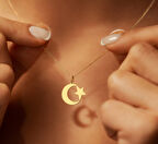 Ay Yıldız 14 Ayar Altın Kolye