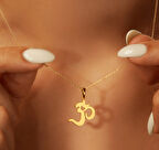 Om Yoga 14 Ayar Altın Kolye