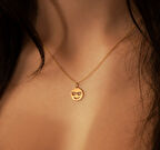 Gözlük Emojisi 14 Ayar Altın Kolye