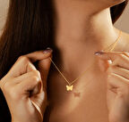 Kelebek 14 Ayar Altın Kolye