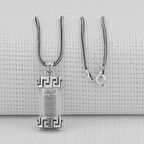 Muska Cevşen Dualı 925 Ayar Gümüş Erkek Kolye