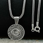 Ay Yıldız Tasarımlı cevşeni Kebir Dua 925 Ayar Gümüş Erkek Kolye