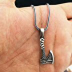 Balta Tasarımlı Kalın Zincirli 925 Ayar Gümüş Erkek Kolye