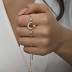 Gümüş Ay Yıldız Kadın Bileklik