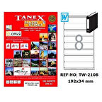 Tanex Lazer Etiket 100 YP 192x34 Laser-Copy-Inkjet TW-2108