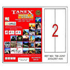 Tanex Lazer Etiket 100 YP 105x297 Laser-Copy-Inkjet TW-2297