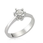 Tek Taş  925 Ayar Gümüş Kadın Yüzük