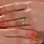 Sonsuzluk Gold  925 Ayar Gümüş Kadın Yüzük