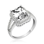 Baget Kare 925 Ayar Gümüş Kadın Yüzük