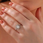 Tek Taş  Baget 925 Ayar Gümüş Kadın Yüzük