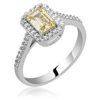 Sarı Baget Zirkon Taşlı 925 Ayar Gümüş Kadın Yüzük