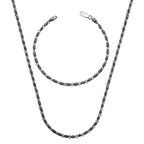 Gümüş Oksit Desenli Zincir Kolye Bileklik Set