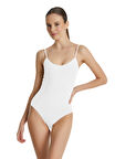 Blackspade Kadın Beyaz İnce Askılı Çıtçıtlı Body 1980