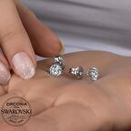 SWAROVSKİ ZİRCONİA PIRLANTA MONTÜR TEK TAŞ 925 AYAR GÜMÜŞ KÜPE