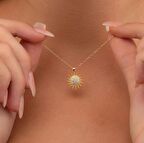 Gümüş Pazarım Altın Kaplama Gümüş Güneş Kolye