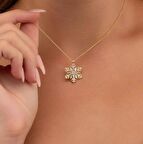 Gümüş Pazarım Altın Kaplama Baget Taşlı Kartanesi Gümüş Kolye