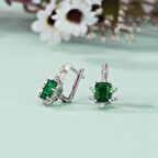 Gümüş Pazarım Pırlanta Montür Prenses Tektaş Gümüş Küpe Zümrüt