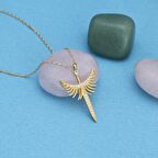 Gümüş Pazarım Altın Kaplama Zirkon Taşlı Mikail Kılıcı Gümüş Kolye