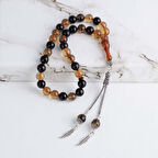 Gümüş Pazarım Yuvarlak Kesim Renk Süzmeli Gümüş İmameli Kehribar Tesbih