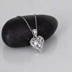 Gümüş Pazarım Özel Tasarım Beyaz Taşlı 925 Ayar Gümüş Kolye