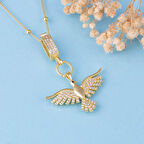 Gümüş Pazarım Altın Kaplama 925 Ayar Gümüş Top Zincirli Anka Kuşu Kolye